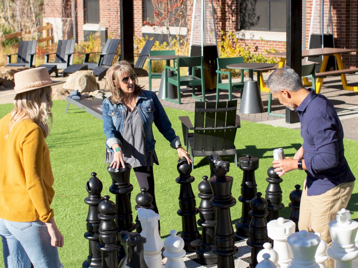 people playing lawn chess