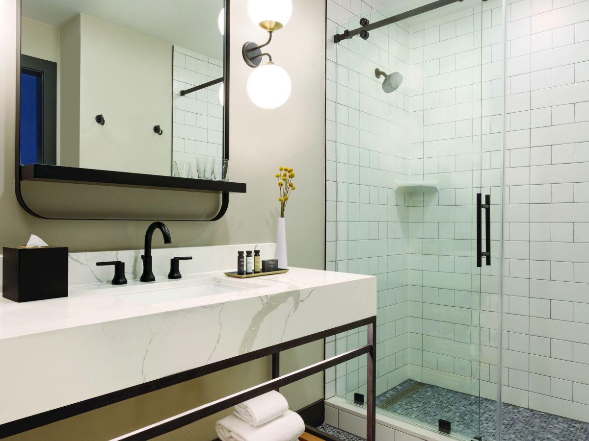 bathroom sink and shower