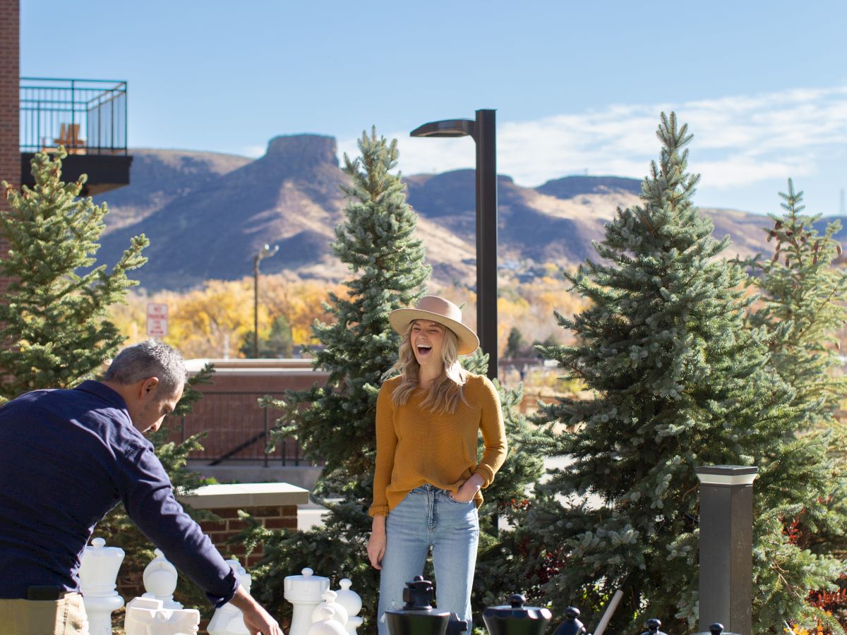 people playing lawn chess