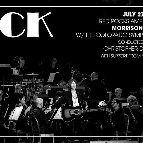 A concert poster for Beck with the Colorado Symphony and support from Molly Lewis, scheduled for July 27 at Red Rocks Amphitheatre.