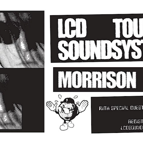Poster for LCD Soundsystem 2025 Tour at Red Rocks, with special guest TV on the Radio, on 08.13.25.