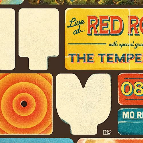Concert poster for "Mt. Joy" at Red Rocks with The Temper Trap on 08.14.25 in Morrison, Colorado.