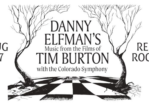 Promotional image for Danny Elfman's music from Tim Burton films with the Colorado Symphony on Aug 17 at Red Rocks.