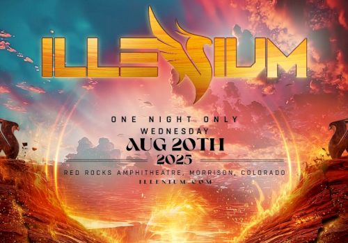 Promotional image for Illenium's concert on August 20, 2025, at Red Rocks Amphitheatre, Morrison, Colorado.