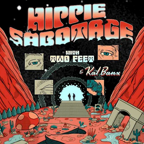 Concert poster for Hippie Sabotage at Red Rocks, featuring Two Feet & Kae Bae, on Friday, August 22nd, 2025.