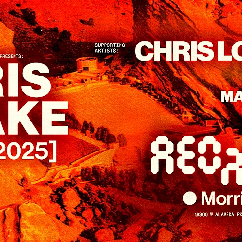 Concert poster for Chris Lake at Red Rocks, Morrison, CO, on 08.30.2025. Featuring Chris Lorenzo, Aluna, Marcostrous.
