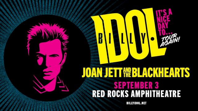 Concert poster for Billy Idol and Joan Jett and the Blackhearts on September 3 at Red Rocks Amphitheatre.