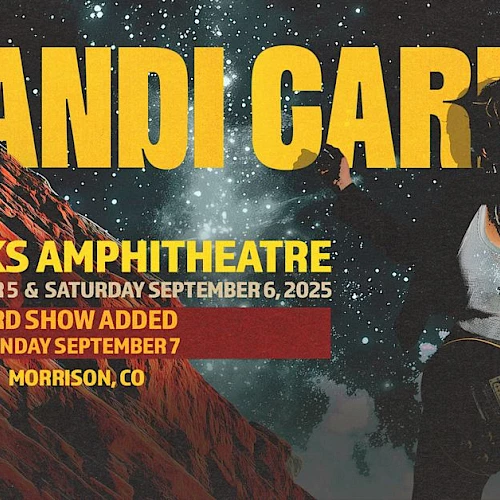 Concert poster for Brandi Carlile at Red Rocks Amphitheatre, Morrison, CO, on September 5, 6, and 7, 2025.