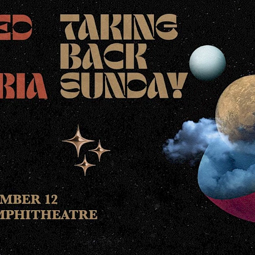 Concert poster featuring Coheed and Cambria, Taking Back Sunday, special guests Foxing at Red Rocks Amphitheatre on Friday, September 12.