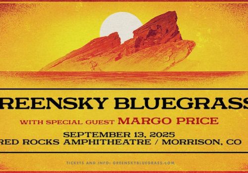 Concert poster for Greensky Bluegrass with special guest Margo Price on September 13, 2025, at Red Rocks Amphitheatre, Morrison, CO.