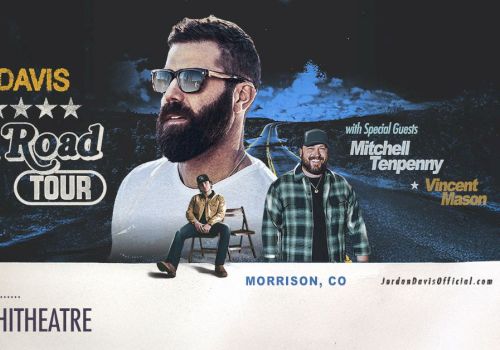 Promotional image for Jordan Davis' "Ain't Enough Road Tour" at Red Rocks Amphitheatre on September 24, featuring special guests.