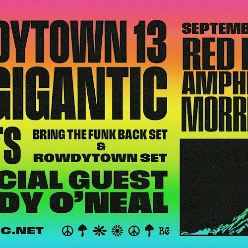 Concert poster for Rowdytown 13, Big Gigantic, Red Rocks Amphitheatre, September 27, 2025, featuring Maddy O'Neal.