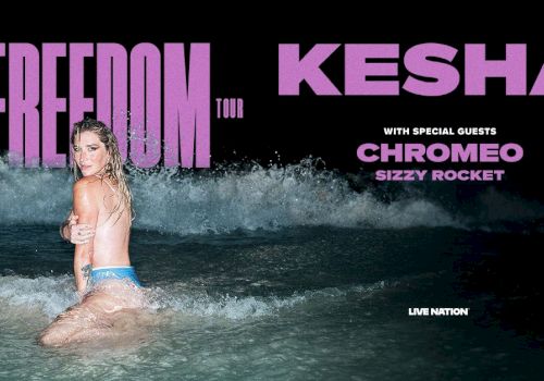 A promotional concert poster for Kali Uchis? No&mdash;it's a parody: a topless woman in the ocean with bold purple text &ldquo;THE FREEDOM TOUR&rdquo; featuring KE\$HA.