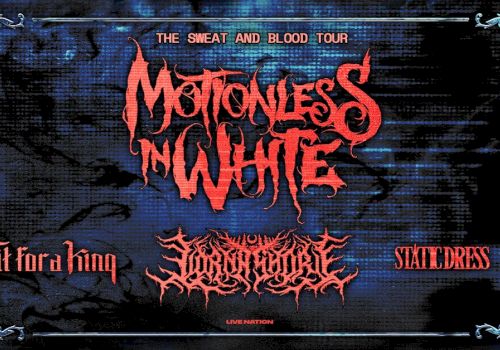Blood-red band poster for Motions in White tour: &ldquo;The Sweat and Blood Tour&rdquo; with bands like Fit for a King, Wolves? Night? State дебр.