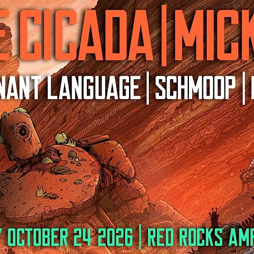 Event poster for Jade Cicada | Mickman with bands Resonant Language, Schmoop, Petals. Sat Oct 24, 2026 at Red Rocks Amphitheatre.