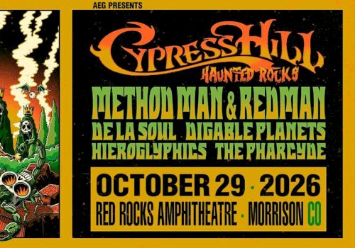 An poster for Cypress Hill Haunted Rocks show: Method Man & Redman, De La Soul, Digiable Planets, Hexadecimal (?) and more; Oct 29, 2026, Morrison, CO.