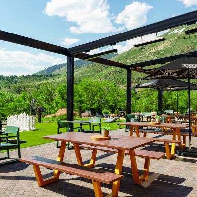 outdoor seating and lawn